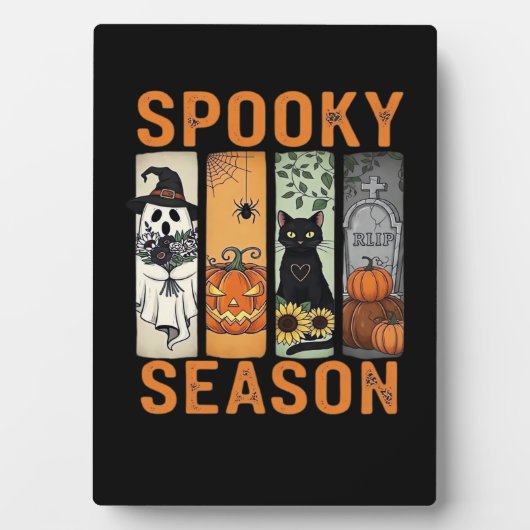 Spooky Season � Cute Ghost, Black Cat, Pumpkin & H Fotoplatte (Vorderseite)