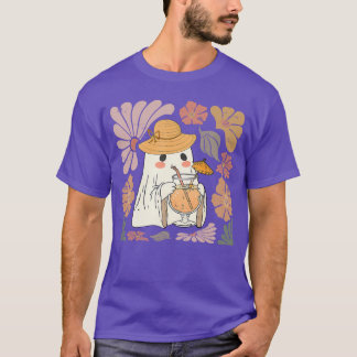 Spooky Season Cute Retro Ghost Floral Vintage Summ T-Shirt