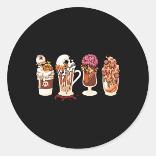 Spooky Season Fall Kaffee Horror Film und Kaffee Runder Aufkleber