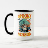 Spooky Season Ghost & Black Cat Halloween Design Tasse (Links)