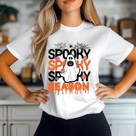 Spooky Season Ghost - Cute Halloween Spider T-Shirt