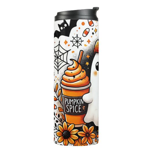 Spooky Season Ghost Pumpkin Gewürz Thermosbecher (Nach links gedreht)