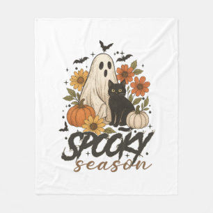Spooky Season Ghost Retro Spooky Floral Halloween Fleecedecke