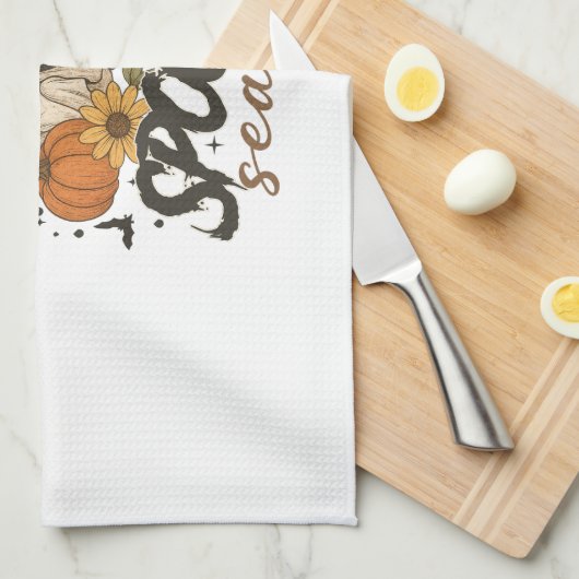 Spooky Season Ghost Retro Spooky Floral Halloween Geschirrtuch (Viertel Falte)