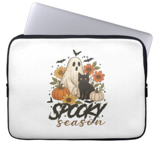 Spooky Season Ghost Retro Spooky Floral Halloween Laptopschutzhülle