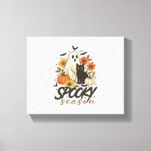 Spooky Season Ghost Retro Spooky Floral Halloween Leinwanddruck