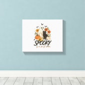 Spooky Season Ghost Retro Spooky Floral Halloween Leinwanddruck (Insitu (Holzboden))