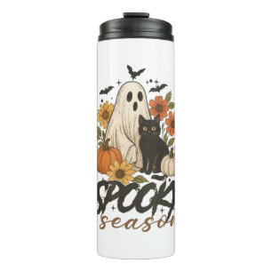 Spooky Season Ghost Retro Spooky Floral Halloween Thermosbecher