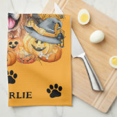 Spooky Season Golden Retriever Halloween Custom Geschirrtuch (Viertel Falte)