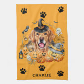 Spooky Season Golden Retriever Halloween Custom Geschirrtuch (Vertikal)
