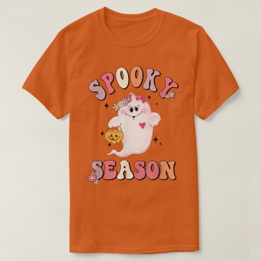 Spooky Season Groovy Halloween Ghost Pumpkin Gewür T-Shirt (Design vorne)