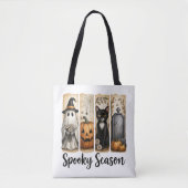 Spooky Season Halloween Black Cat, Ghost, Pumpkin  Tasche (Vorderseite)