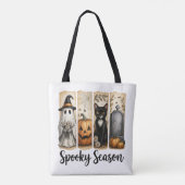 Spooky Season Halloween Black Cat, Ghost, Pumpkin  Tasche (Rückseite)