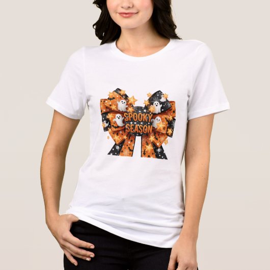 Spooky Season Halloween Bow Ghosts Bats Spiderweb Tri-Blend Shirt (Vorderseite)