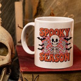 Spooky Season" Halloween – Cute Skeleton with Bats Kaffeetasse