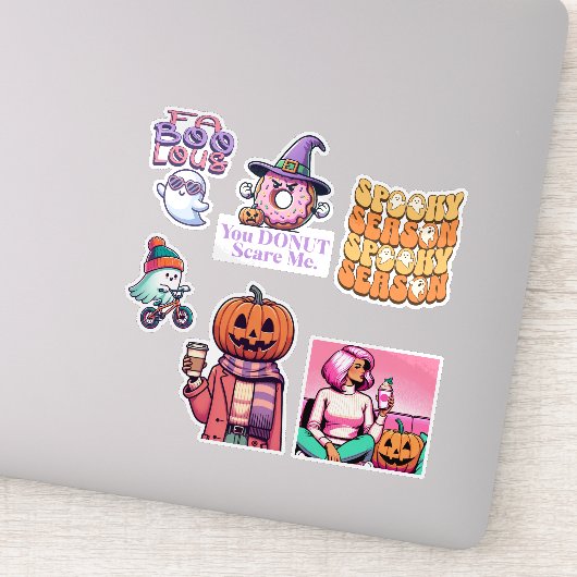 Spooky Season Halloween Geister und Pumpkins Aufkleber (Detail)