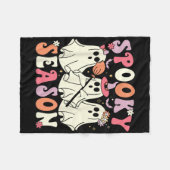 Spooky Season Halloween Ghost Kostüm Retro Groovy Fleecedecke (Vorderseite (Horizontal))