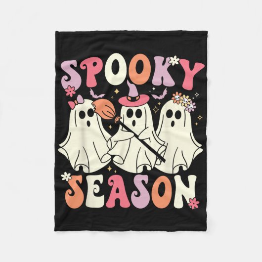 Spooky Season Halloween Ghost Kostüm Retro Groovy Fleecedecke (Vorderseite)