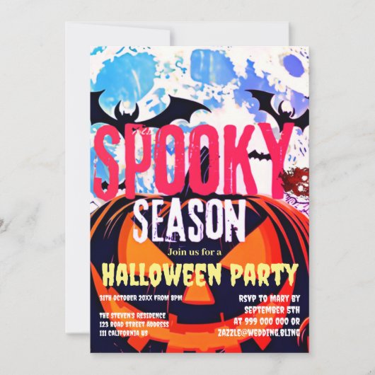 Spooky Season Halloween-Party Pumpkin Einladung (Vorderseite)
