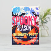 Spooky Season Halloween-Party Pumpkin Einladung (Stehend Vorderseite)