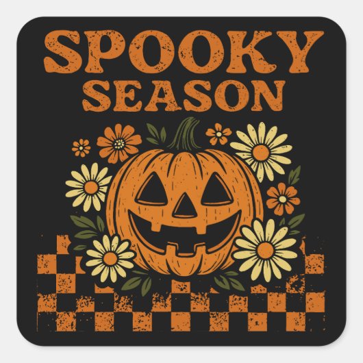 Spooky Season Halloween Pumpkin Quadratischer Aufkleber (Vorderseite)
