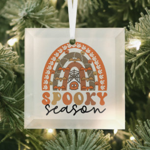 Spooky Season Halloween Rainbow Fall Ornament Aus Glas