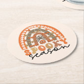 Spooky Season Halloween Rainbow Fall Runder Pappuntersetzer (Angewinkelt)