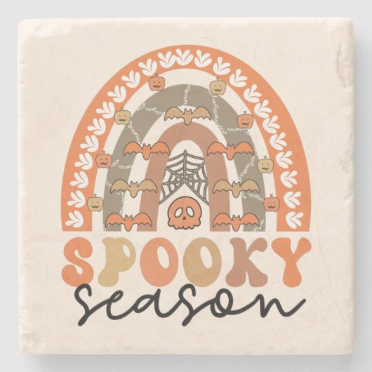 Spooky Season Halloween Rainbow Fall Steinuntersetzer (Vorderseite)