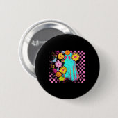 Spooky Season Happy Halloween Funny Ghost Wildflow Button (Vorne & Hinten)