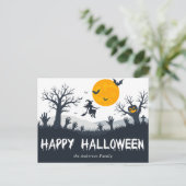 Spooky Season Happy Halloween Hexenmeister Pumpkin Postkarte (Stehend Vorderseite)