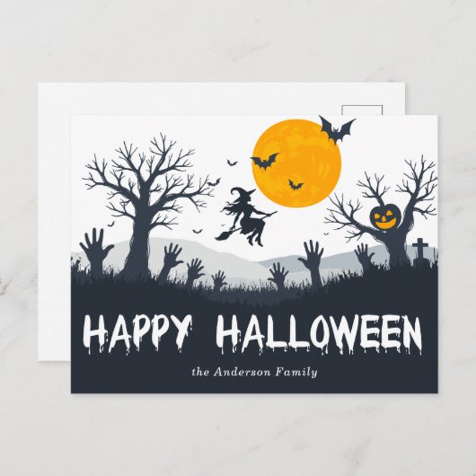 Spooky Season Happy Halloween Hexenmeister Pumpkin Postkarte (Vorne/Hinten)