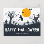 Spooky Season Happy Halloween Hexenmeister Pumpkin Postkarte (Vorderseite)
