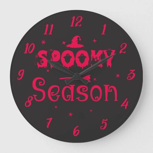 Spooky Season Hexenhut Halloween Wall Clock Große Wanduhr (Vorderseite)