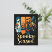 Spooky Season mit rosa Ribbon Halloween Bewusstsei Postkarte (Stehend Vorderseite)