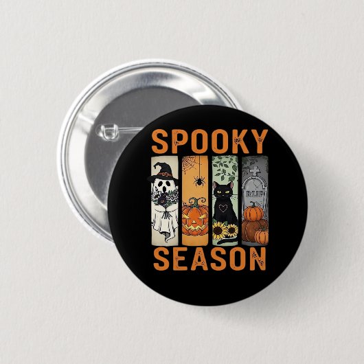 Spooky Season � Niedlich Ghost, Black Cat, Pumpkin Button (Vorne & Hinten)