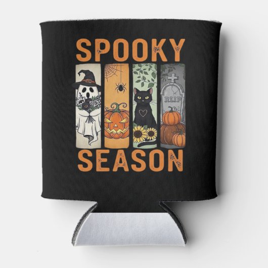Spooky Season � Niedlich Ghost, Black Cat, Pumpkin Dosenkühler (Vorderseite)