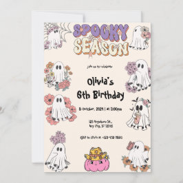 Spooky Season Niedlich Ghost BlumenHalloween Gebur Einladung