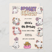 Spooky Season Niedlich Ghost BlumenHalloween Gebur Einladung (Vorne/Hinten)