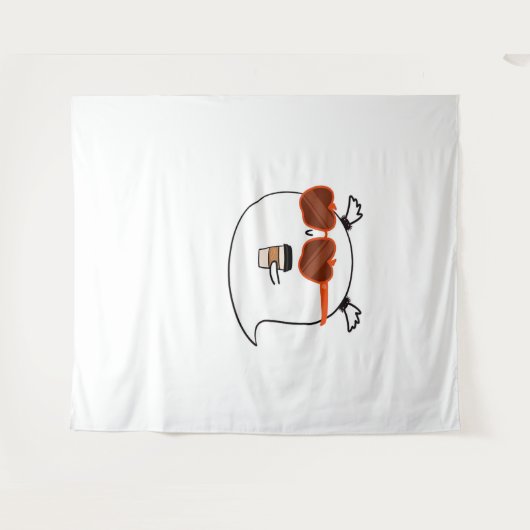 Spooky Season Niedlich Ghost Classic T - Shirt Wandteppich (Vorderseite (Horizontal))