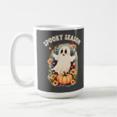 Spooky Season Niedlich Ghost Floral Retro Kaffeetasse (Links)