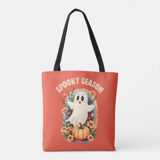 Spooky Season Niedlich Ghost Floral Retro Tasche (Rückseite)