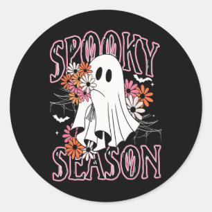 Spooky Season Niedlich Ghost Halloween Kostüm Flor Runder Aufkleber