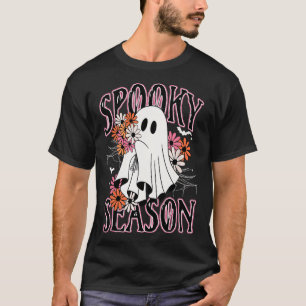Spooky Season Niedlich Ghost Halloween Kostüm Flor T-Shirt