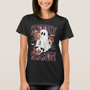 Spooky Season Niedlich Ghost Halloween Kostüm Flor T-Shirt
