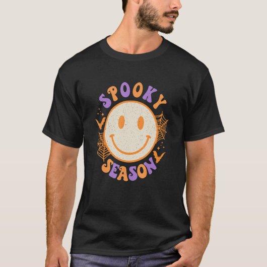 Spooky Season Niedlich glückliche Gesicht Hallowee T-Shirt (Vorderseite)