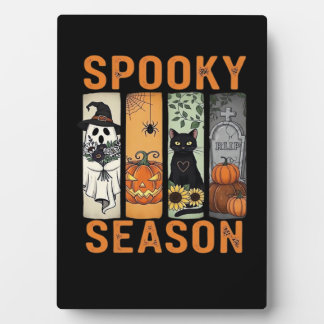 Spooky Season - Niedlicher Geist, Schwarze Katze,  Fotoplatte