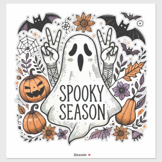 Spooky Season – Peace-Loving Ghost & Autumn Icons  Aufkleber (Blatt)