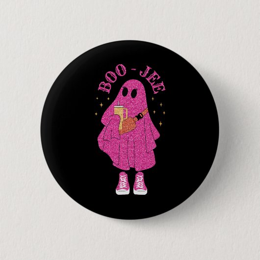 Spooky Season Pink Ghost Halloween Kostüm Boujee Button (Vorderseite)