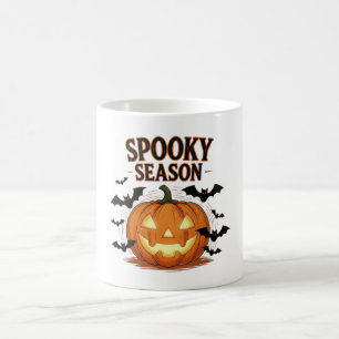 Spooky Season Pumpkin & Bats Fall Halloween Kaffeetasse