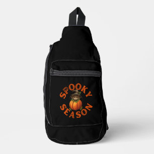 Spooky Season Pumpkin Cat Crossbody Bag